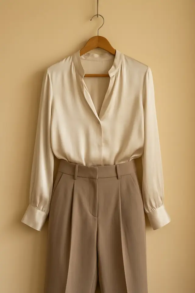 A silk blouse, a look from the library